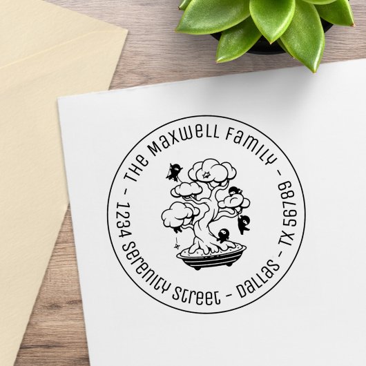 盆栽の小さな忍者家族の住所ラウンド2 ラバースタンプ