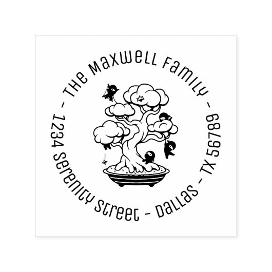 盆栽の小さな忍者家族の住所ラウンド3 セルフインキングスタンプ (デザイン)