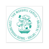 盆栽の小さな忍者家族の住所ラウンド セルフインキングスタンプ (デザイン)