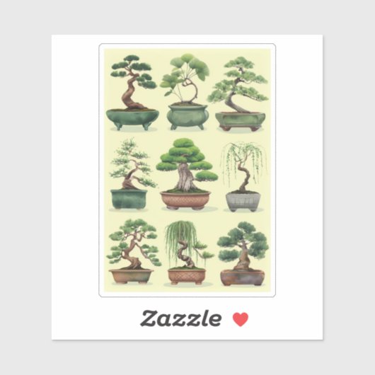 盆栽の木のグループ シール (シート)