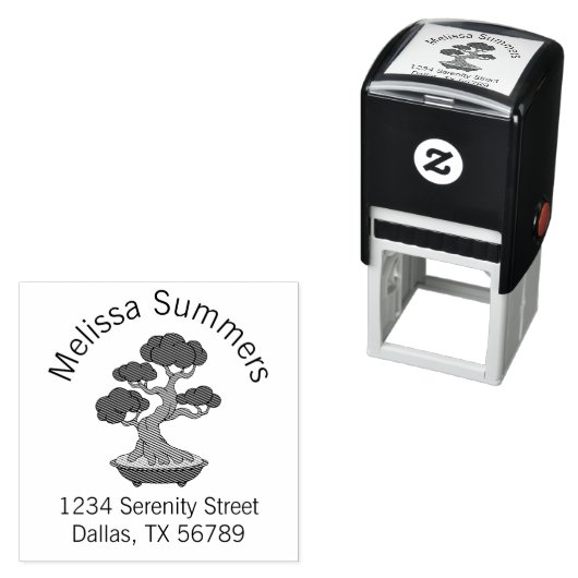 盆栽の木をトレイのアーチのアドレスにエッチング セルフインキングスタンプ (インサイチュ)