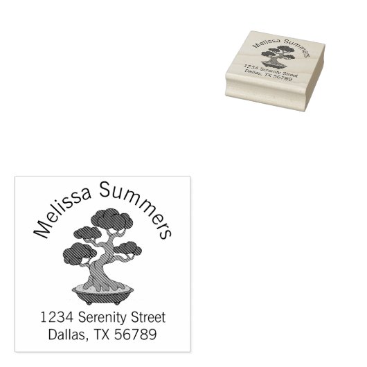 盆栽の木をトレイのアーチのアドレスにエッチング ラバースタンプ (押印)