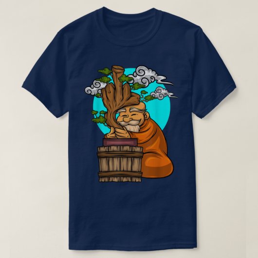 盆栽の木僧の中指Create Bonsai Tシャツ (デザイン正面)