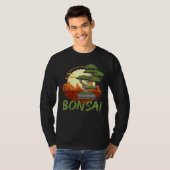 盆栽の木日本ののヴィンテージ国旗Zen Bonsai Men Tシャツ (正面フル)