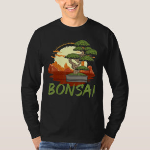盆栽の木日本ののヴィンテージ国旗Zen Bonsai Men Tシャツ