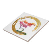 盆栽の木。 禅のEnsoの円。 水彩画の芸術 タイル (側面)