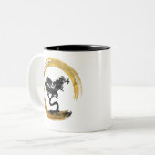 盆栽の木。 禅のEnsoの円。 水彩画の芸術 ツートーンマグカップ (正面左)