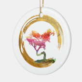 盆栽の木。 禅のEnsoの円。 水彩画の風水 セラミックオーナメント (左)