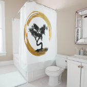 盆栽の木。 禅Enso Circl。 風水の書道 シャワーカーテン (インサイチュ)