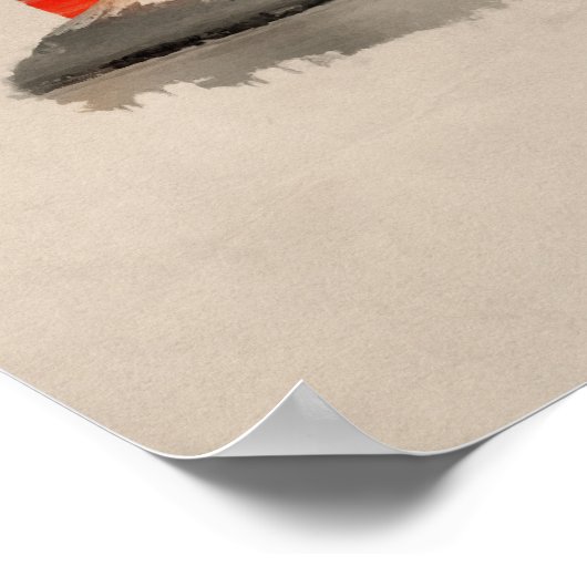 盆栽の松 – 富士の日没 ポスター (角)