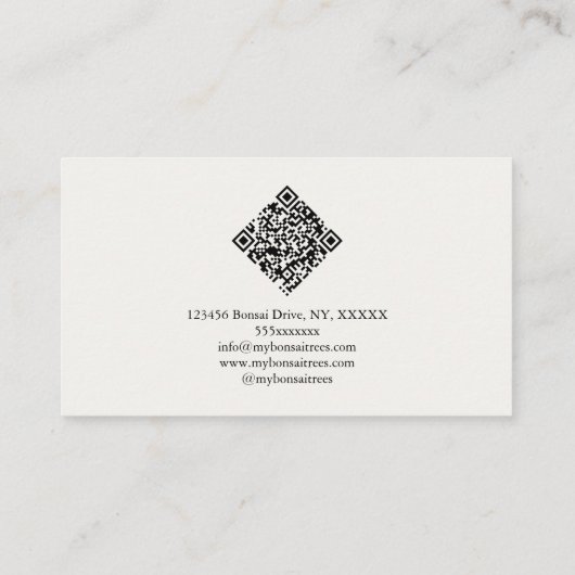 盆栽の植物植日本の物水彩色 名刺 (裏面)