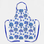盆栽の模様 – コバルトブルーとホワイト エプロン (正面)