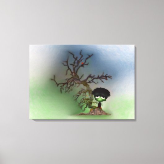 盆栽の男の子 キャンバスプリント (正面)