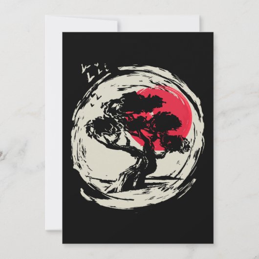 盆栽アート 日本の夕焼け 招待状 (正面)