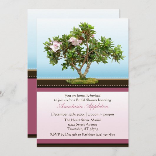 盆栽ツリーフラワーズブライダルシャワー招待状 招待状 (正面/裏面)