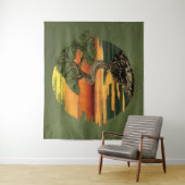 盆栽ツリー海の夕日 タペストリー (インサイチュ)