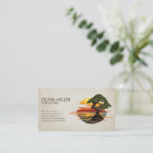 盆栽ツリー海の夕日 名刺 (スタンド正面)