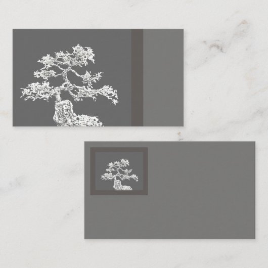 盆栽ユニーク木の名刺の黒と灰色 名刺 (正面/裏面)