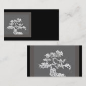 盆栽ユニーク木の名刺の黒と灰色 名刺 (正面/裏面)