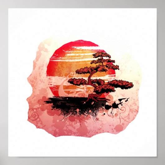 盆栽ヴィンテージグラフィッククールレッド版 ポスター (正面)