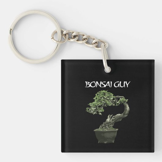 盆栽愛好家のための面白い一言「Bonsai Guy」 キーホルダー (正面)