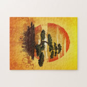 盆栽日本のの日没 ジグソーパズル (横)