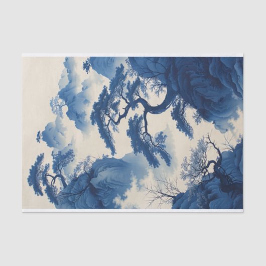 盆栽日本のの木のインク絵画のデコペ 薄葉紙 (正面)