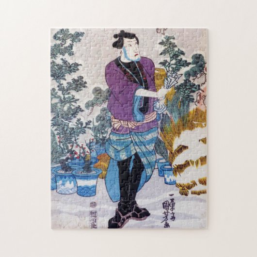 盆栽日本の師・国芳・浮世絵 ジグソーパズル (縦)