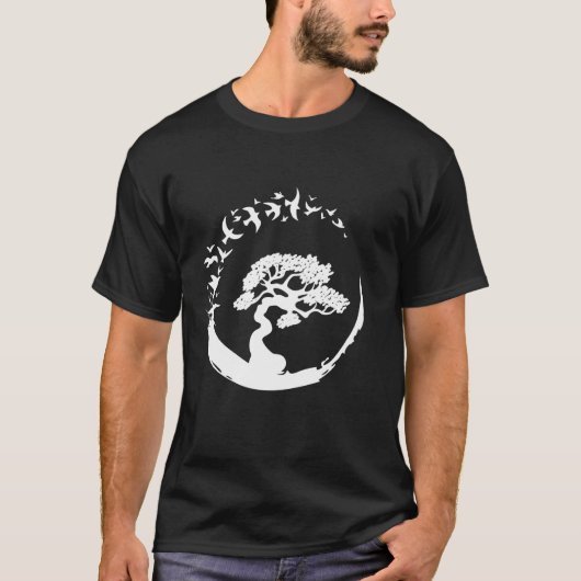 盆栽日本の樹円祖鳥 Tシャツ (正面)