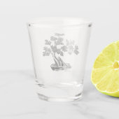 盆栽 – 中国のスタイル – 白黒 ショットグラス (裏面)