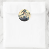 盆栽,北斎盆栽，北斎，浮世絵 ラウンドシール (バッグ)
