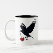 盗まれたハートの飛んでいるなカラス ツートーンマグカップ (左)