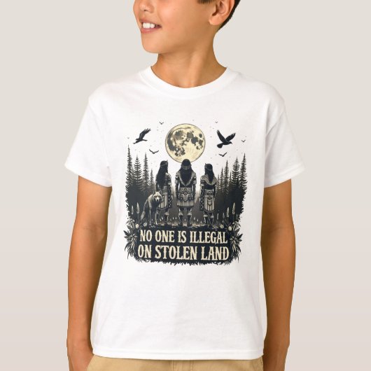 盗まれた土地で違法な人はいない先住民American I Tシャツ (正面)