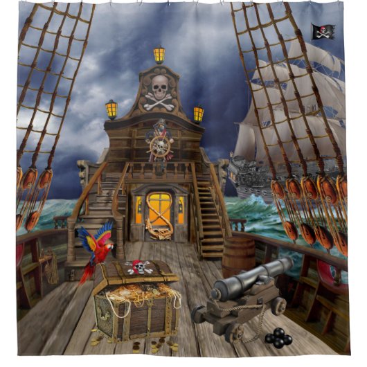 盗まれた海賊宝物 シャワーカーテン (正面)