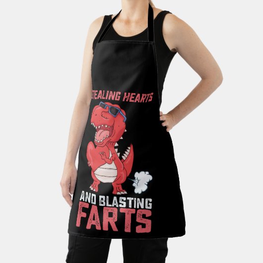 盗みハートと爆破ファルトTレックス恐竜 エプロン (インサイチュ)