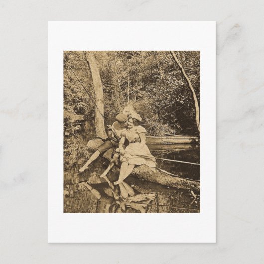 盗むキスヴィンテージ魚釣り愛好家 ポストカード (正面)