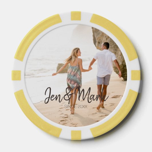 盗難された写真。名前と年のタイポグラフィ ポーカーチップ (正面)