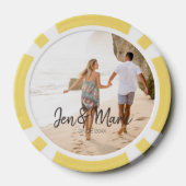 盗難された写真。名前と年のタイポグラフィ ポーカーチップ (裏面)