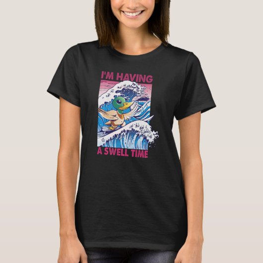 盛り上がりタイムサーフィンダックサーフ Tシャツ (正面)