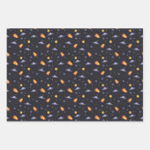 盛り合わせかわいいキッズディノ – 宇宙- Cucakes ラッピングペーパーシート (正面2)