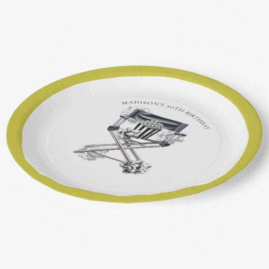 監督チェアムービーナイト誕生日 ペーパープレート (アングル)