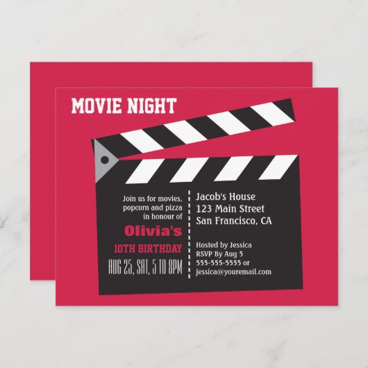 監督役員会映画夜の誕生日パーティー 招待状 (正面/裏面)