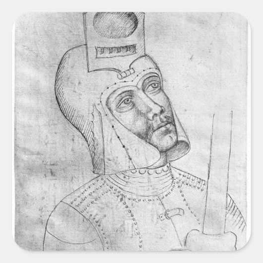 監視ヘルメットをかぶった兵士 スクエアシール (正面)