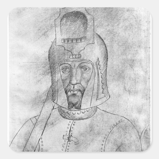 監視ヘルメットをかぶった兵士 スクエアシール (正面)