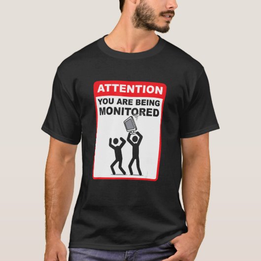 監視中です 注意 プログラミング コード Tシャツ (正面)