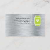 監視頭が切れるハートモニター |金属の背景 名刺 (裏面)