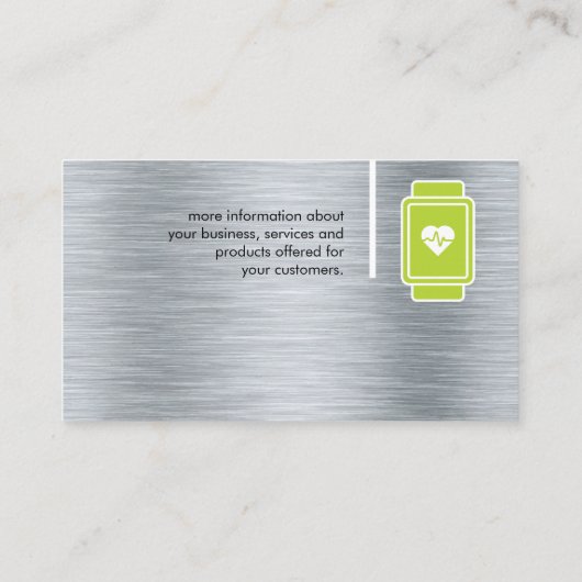監視頭が切れるハートモニター |金属の背景 名刺 (裏面)