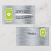 監視頭が切れるハートモニター |金属の背景 名刺 (正面/裏面)