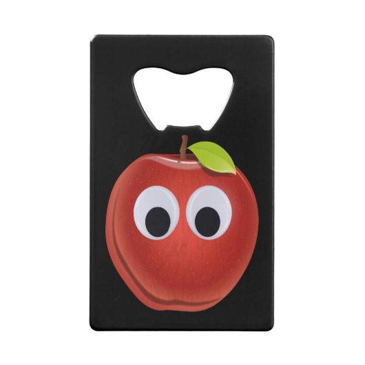 目おもしろいがGooglyの赤りんご クレジットカード栓抜き (正面)