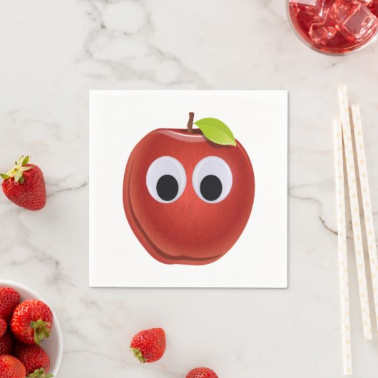 目おもしろいがGooglyの赤りんご スタンダードカクテルナプキン (インサイチュ)